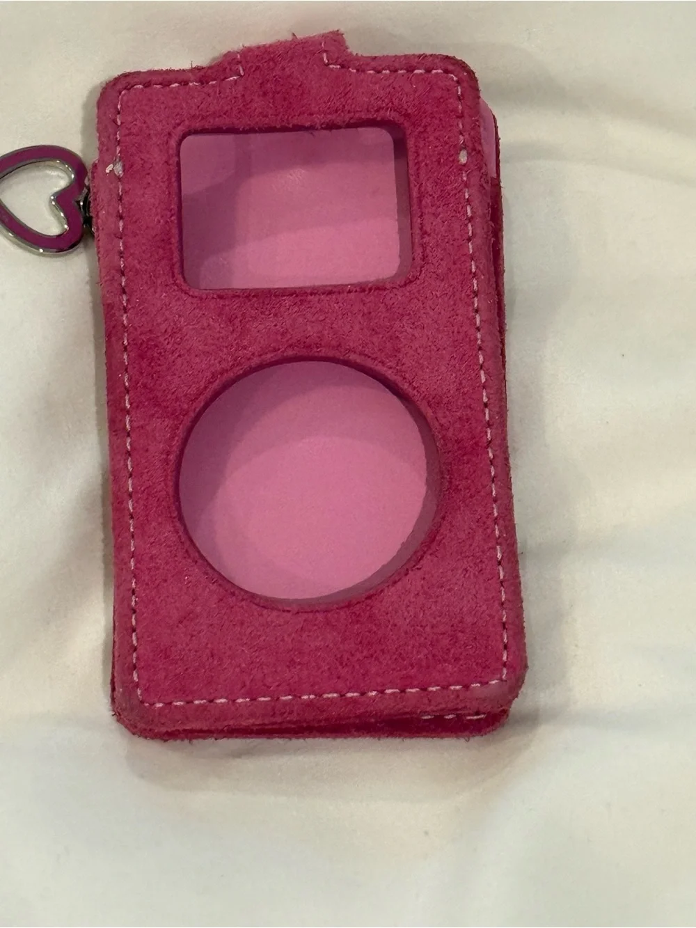 Y2k vintage Coach Pink Suede iPod Case with Heart ring